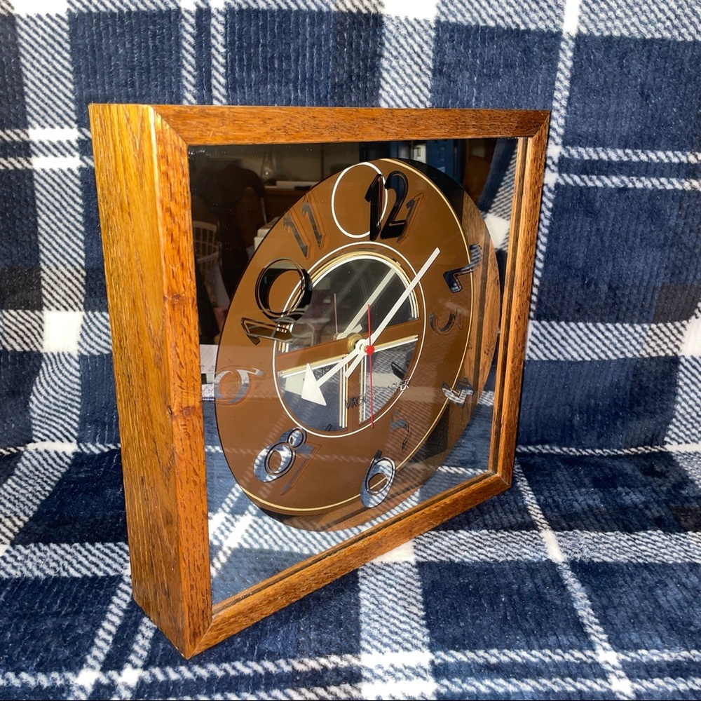 1970s Vintage Virgil Thrasher Wooden/Mirrored Clock